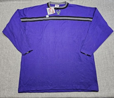 VINTAGE Milwaukee Bucks Shirt Mens 2XL Purple NBA Basketball Long Sleeve Cadre