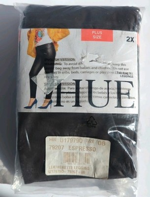 NWT Hue Leatherette Leggings Plus Size 2X Espresso U17979Q