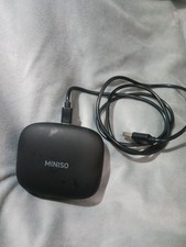 MINISO wireless earbuds in charging case with cord, black, model MS162