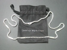 DAVID YURMAN Sterling Silver 4 mm 23.5" Box Chain Bar Necklace 50 Grams w/ Pouch