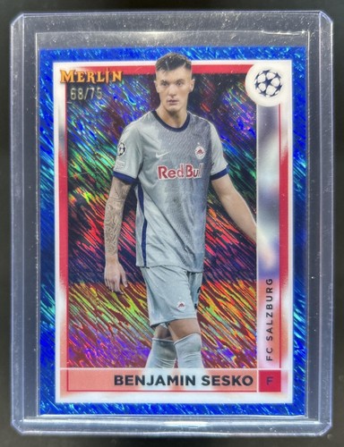 2022-23 Merlin Chrome UEFA Benjamin Sesko Blue Shimmer Refractor /75