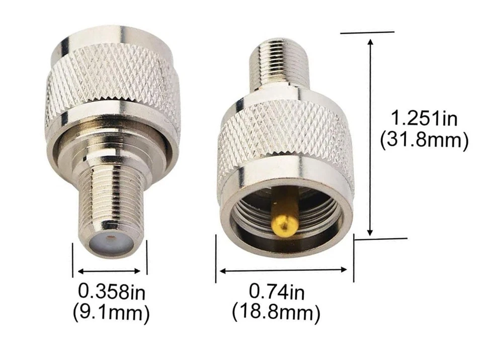2PCS RF Coaxial Adapter Set: F Female to UHF Male PL-259 for Networking & Com... - Image 4 of 4