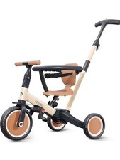 TR008 5 in 1 Toddler Tricycle with Push Handle for 1-3 Year Old Boys and Cream