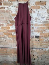 Davids Bridal Dress 22 Red Burgundy Chiffon Halter Tie Slip Polyester Women