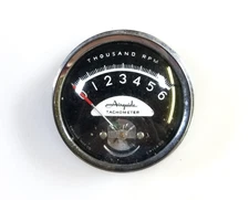Vintage Airguide Tachometer Metal Chrome 0-6000 RPM Curved Glass Lens