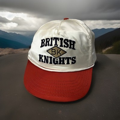 Vtg RARE BK BRITISH KNIGHTS Satin Rope HAT Leather Strap RED WHITE Sneakers