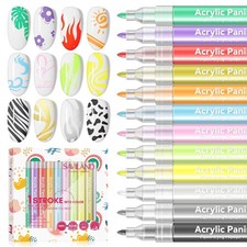 Saviland 12 Colors Nail Art Pens Set - 3D Nail Polish Pens Acrylic Paint Pens Na
