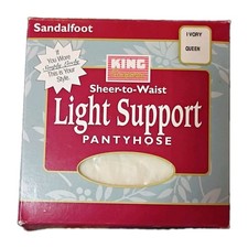 Vintage NEW Queen Size Sandal foot Pantyhose Ivory King Soopers Light Support