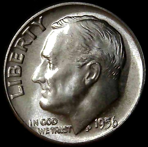 1956-P 10C Roosevelt Dime BU 90% Silver 26owt0223-2