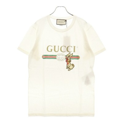 GUCCI Rabbit Patch Old Logo T-Shirt White Cotton XS 493117 Mens  