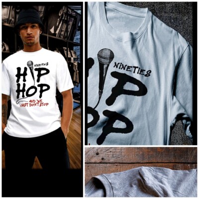 Hip hop t-shirt rap music DJ record 90 s Brooklyn to LA street Hustle don t stop