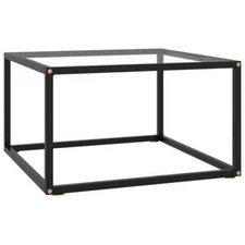 Coffee Table Black with Tempered Glass 23.6"x23.6"x13.8" vidaXL