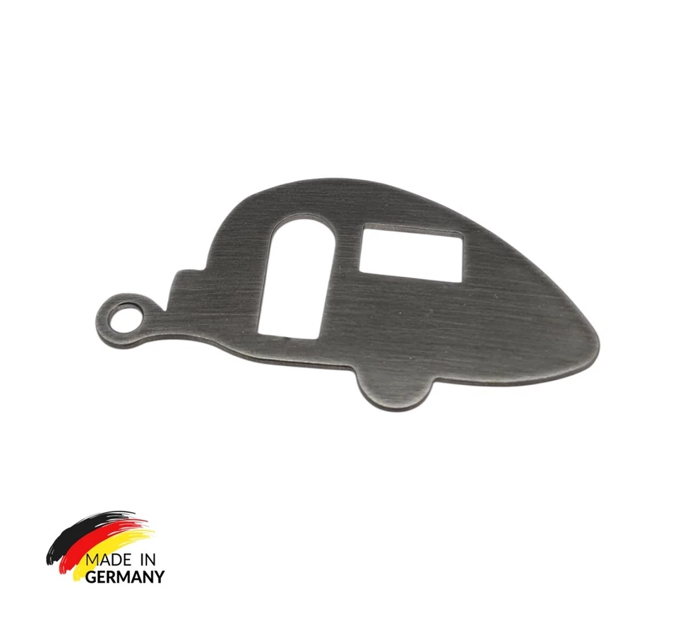 MBM-METALL Schlüsselanhänger Wohnwagen aus Edelstahl Geschenk Camper Camping