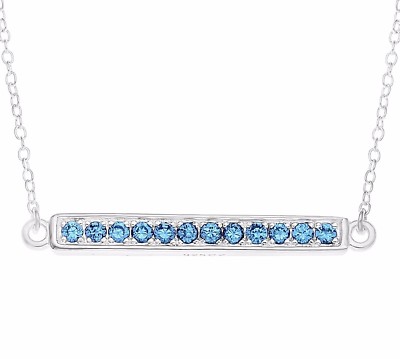 Bar Necklace Pendent Birthstone Sterling Silver Gem color Gift Box