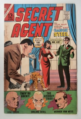 12¢ Secret Agent 9 SARGE STEEL Charlton DC 1966 Comic GIORDANO Cover THE LYNX !! - Picture 2 of 12