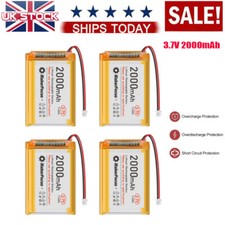 4PCS Lithium Rechargeable Battery LiPo 2000mAh 3.7V Micro JST 1.25 Plug NEW UK