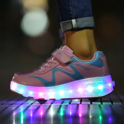 Patins à Roulettes LED Rétractables Pour Enfants - Chaussures Glow Avec Roues Rechargeables Garçon Et Fille