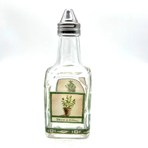 Pfaltzgraff Naturewood Glass Cruet Vinegar/ Oil Bottle & Stainless Steel Cap 6oz