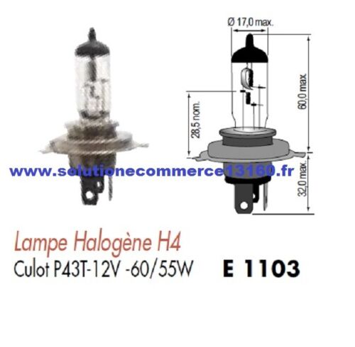 LOT 2 LAMPE HALOGENE H4 12V 12 VOLTS 55W 60W CULOT P43T AMPOULE PHARE - Afbeelding 1 van 1