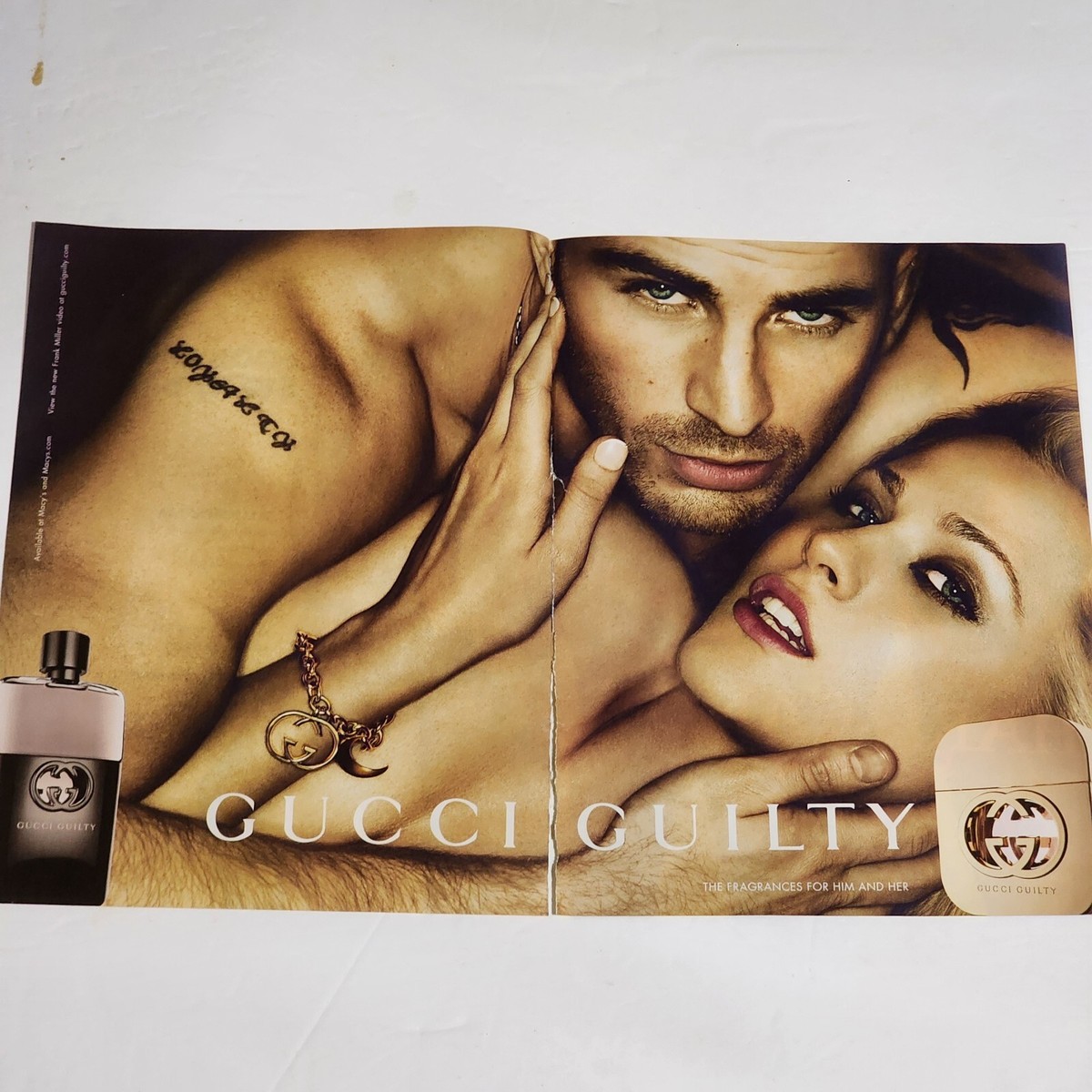 Print Ad Gucci Guilty male & female model shirtless couple 2pg