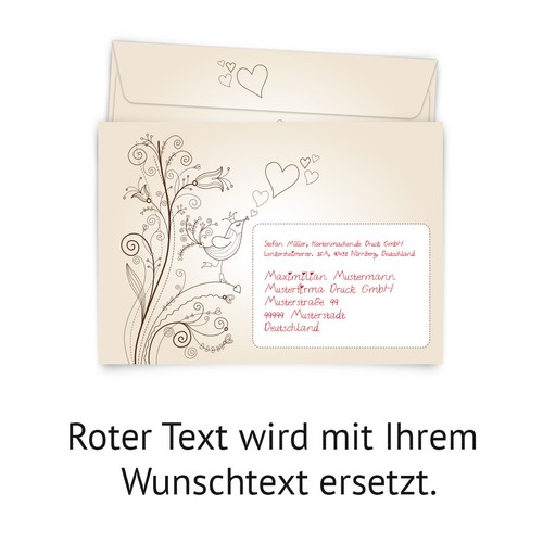 Personalisierte Briefumschläge - Liebesbaum - DIN C6 - bedruckte Kuverts - Bild 2 von 2