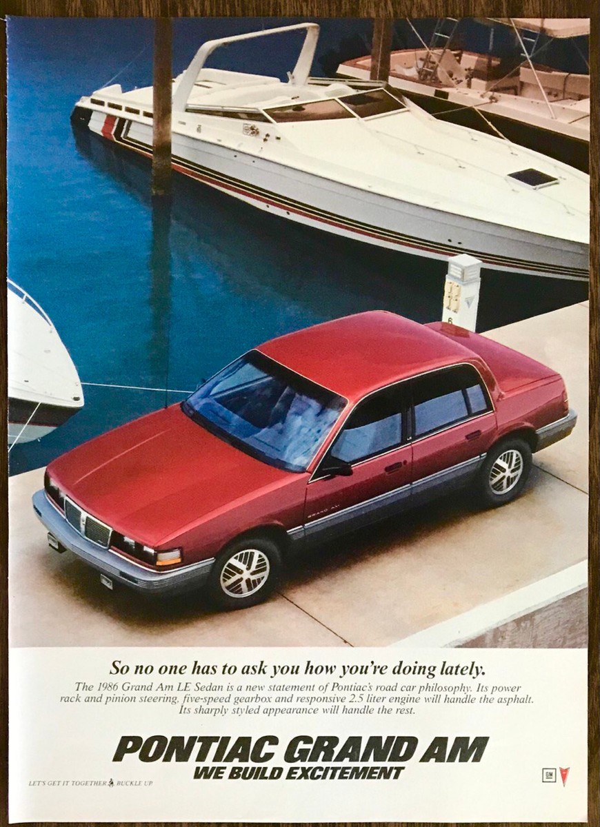 1985 PRINT AD for the 1986 Pontiac Grand Am LE Sedan | eBay