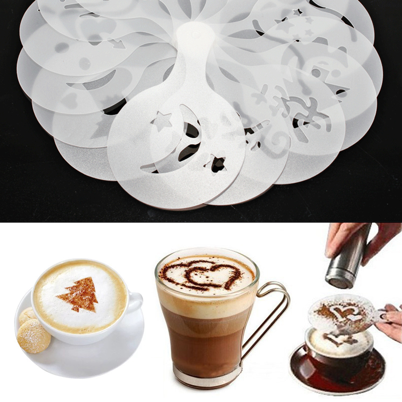 16pcs Coffee Cake Cupcake Plastic Stencil Template Mold Decoration