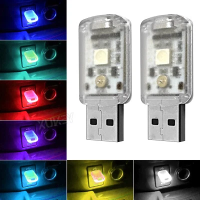2stk Innenbeleuchtung LED Auto Licht USB 7 Farben Innenraum Ambientebeleuchtung - Bild 1 von 4