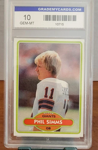 Phil Simms 1980 Topps Rookie Card RCX #225 New York Giants Gem Mint 10