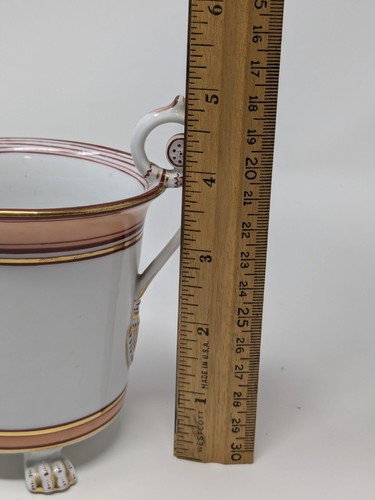 *RARE* Footed Teacup And Saucer Mid 19th Century Mountain Rescue Dog With Damsel - Picture 12 of 14