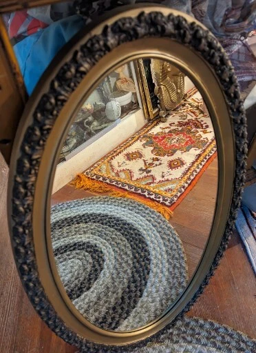 Decoración de pared vintage marrón y dorado Hollywood Regency grande ovalada ornamentada grande 35"!! Foto 2 de 4