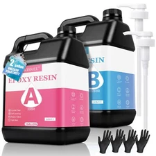 Crystal Clear Epoxy Resin Kit 2 Gallon - No Yellowing No Bubbles for Crafts