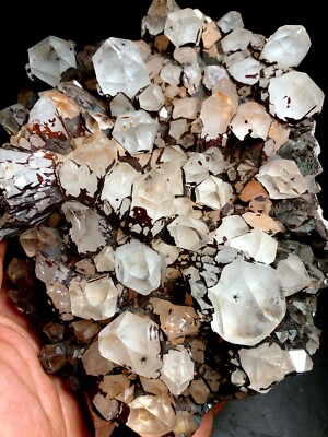 692gRARE Natural Hollandite Star Quartz CRYSTAL Cluster Point&Trapiche Hair f405