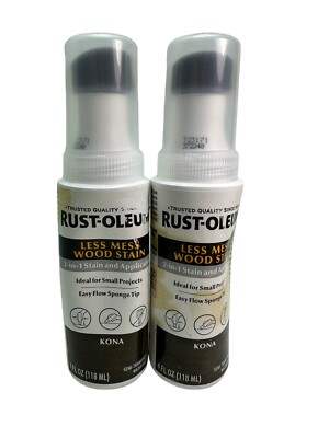 Rustoleum Less Mess Wood Stain Sponge Tip Kona 4oz Twin 2 Pack
