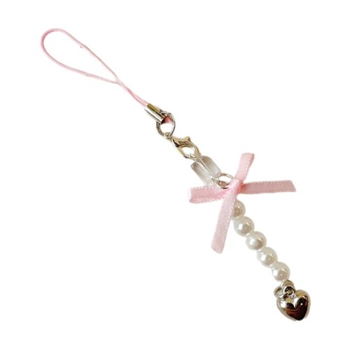 Sweet Bowknot Heart Bead Pendant Phone Straps Bag Charm Key Decoration Chain - Zdjęcie 11 z 12