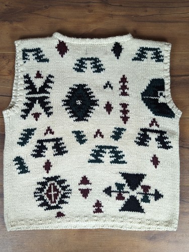 Vintage 80s Ralph Lauren Polo Wool Sweater Vest Tribal Aztec Small Hand Knit - Picture 2 of 6