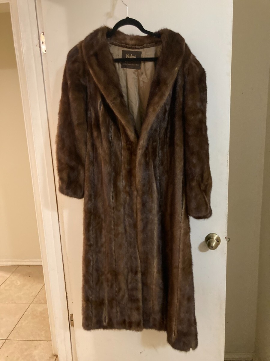 Koslows ブラウン毛皮コート Koslow's Authentic Brown Mink Long Fur Coat 100% Size 10