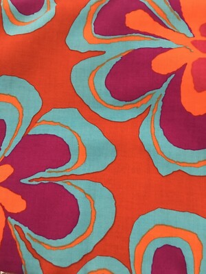 HALF YARD Kaffe Brandon Mably FLORA Brown BM11 OOP Rare Blue Red Brown