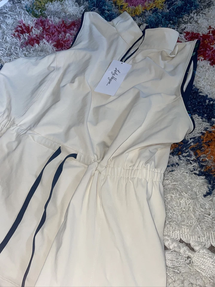 Lady Hagen Women L Drawstring Blue Floral Sleeveless Birch Golf Polo Shirt NEW - Image 3 of 4