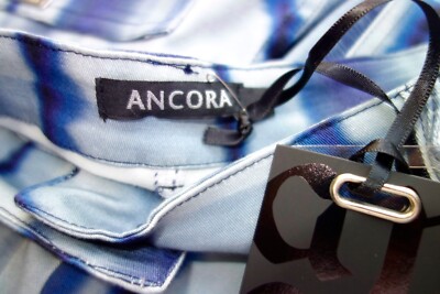 ANCORA MODA Designer Hose  BLAU LILA Farben Gr. 4 42 Stretch Teil Etikett