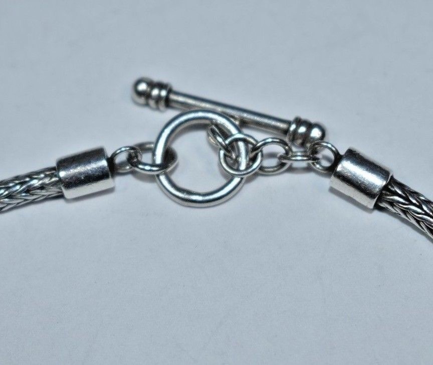 Solid Sterling Silver 925 Wheat Link Toggle Clasp… - image 6