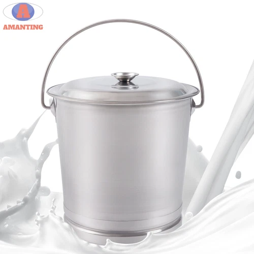 14L Stainless Steel Milk Pail Bucket with Lid Stainless Steel Container NEW! - Bild 5 von 6