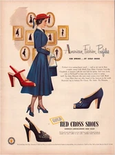 Print Ad Red Cross Shoes 1948 Full Page Large Magazine 10.5"x13.5"