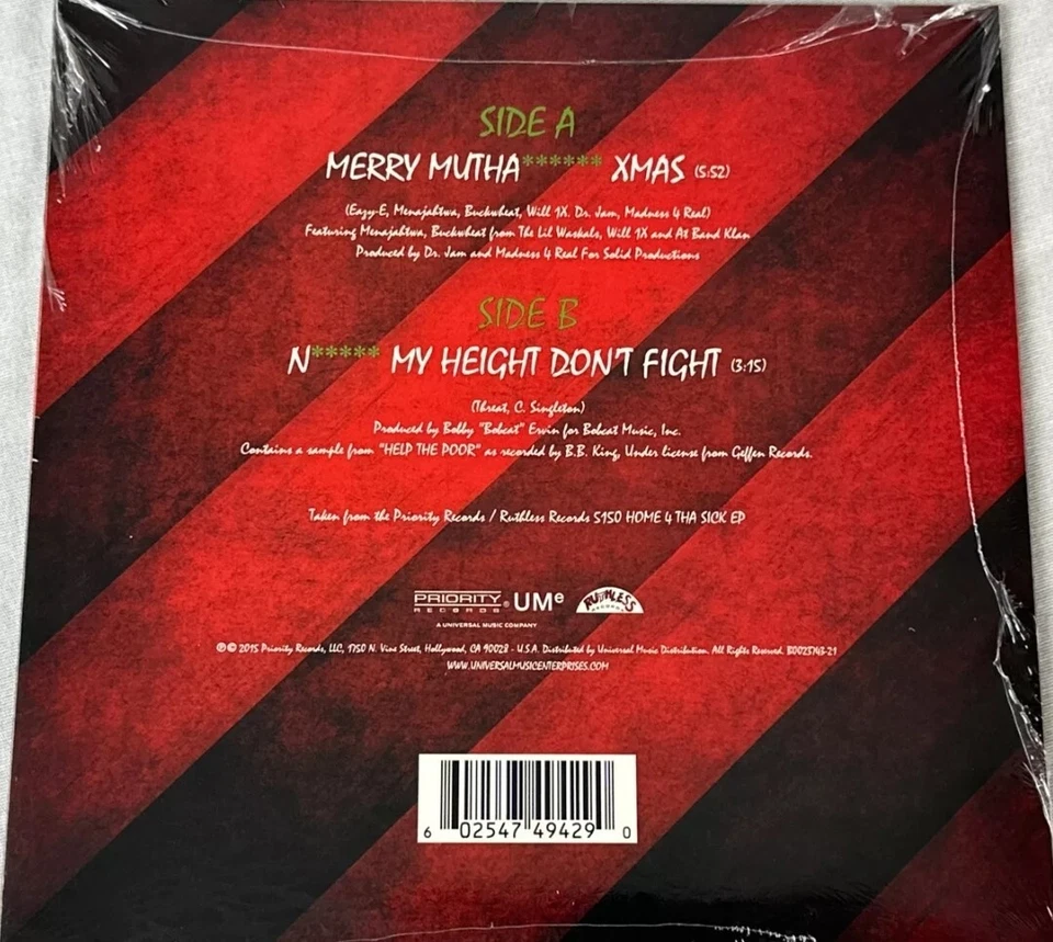 Eazy-E, Merry Mutha******Xmas 7" RED Vinyl (RSD) 2015 Factory Sealed, Shelf Ware - Image 2 of 2