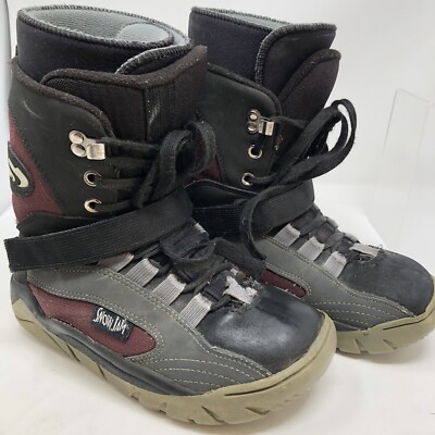 SnowJam Black/Red/Gray Winter Snowboard Boots Lace Up Size 8 Marks And Wear