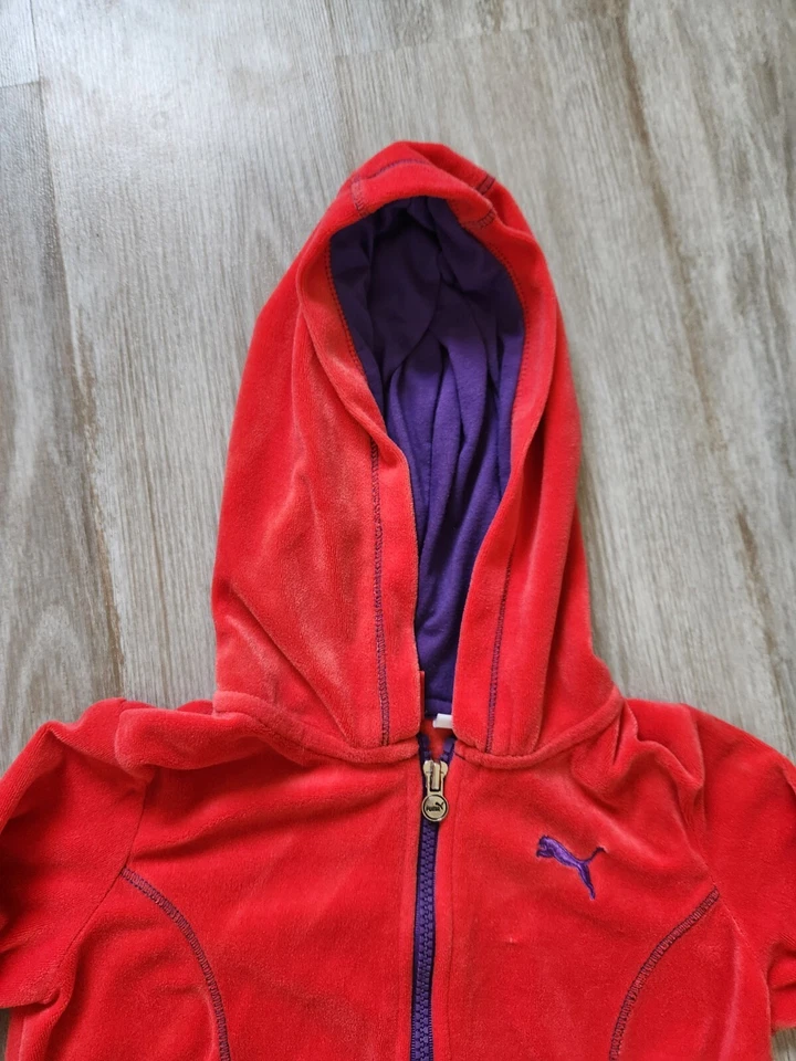 Sudadera con capucha con cremallera completa roja y púrpura talla 5 de PUMA para niñas Foto 4 de 4