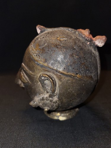 ANTIQUE INDIAN BRONZE LADY HEAD GAURI HEAD PARVATI MUKHALINGAM RARE COLLECTIBLE - Picture 5 of 6