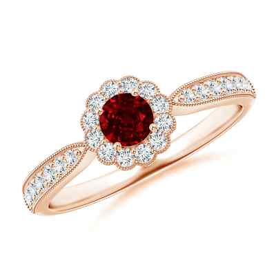 Angara 0,59 ctw Vintage Stil natürlicher Rubin Ring für Damen in 14K Gold
