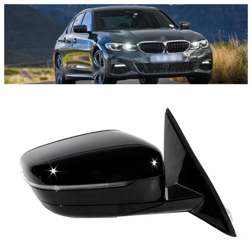 For BMW G20 G28 2019-2023 5Pins Black Heated Turn Light Mirror Right Passenger