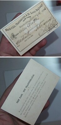 1874 Eisenbahnpass / Ticket - Nashville, Chattanooga & St. Louis Eisenbahnfahrt